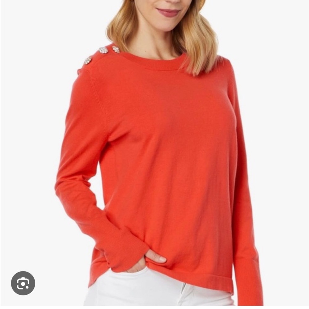 NWOT Lilly Pulitzer morgen sweater in ruby red with shoulder embellishment